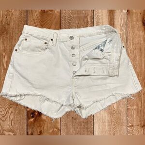Levi’s 501 White Cutoff Shorts High Rise Festival Summer Cool Girl